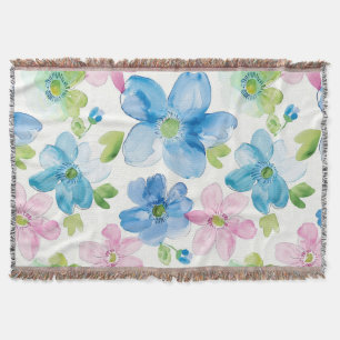 Chic Pink Green Blue Floral Decke