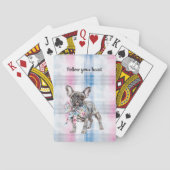 Chic Pink Green Blue Floral Dog Spielkarten (Rückseite)