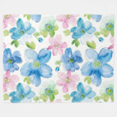 Chic Pink Green Blue Floral Fleecedecke (Vorderseite (Horizontal))