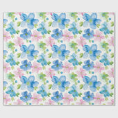 Chic Pink Green Blue Floral Geburtstag Geschenkpapier (Flach)