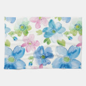 Chic Pink Green Blue Floral Geschirrtuch (Horizontal)
