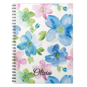 Chic Pink Green Blue Floral Notizblock