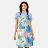 Chic Pink Green Blue Floral Schürze (Getragen)