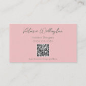 Chic Pink & Green Country Floral QR Code Visitenkarte (Rückseite)
