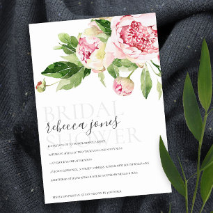 CHIC PINK GREEN PEONY FLORAL BRAUTPARTY INVITE ANKÜNDIGUNG