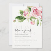 CHIC PINK GREEN PEONY FLORAL BRAUTPARTY INVITE ANKÜNDIGUNG (Vorderseite)