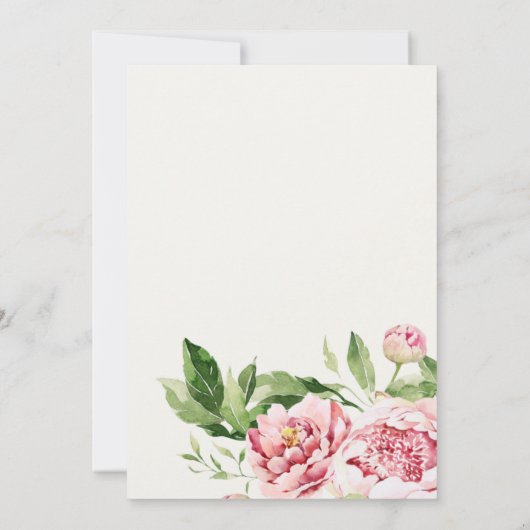 CHIC PINK GREEN PEONY FLORAL BRAUTPARTY INVITE DANKESKARTE (Rückseite)