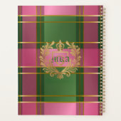 Chic Pink Green Plaid Monogram Personal Planner Planer (Rückseite)