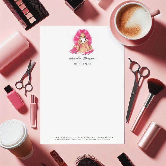 Chic Pink Hair Salon Briefbogen (Chic Pink Hair Salon Letterhead)
