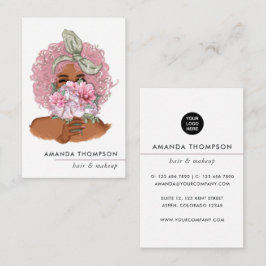 Chic Pink Hair Stylist Business Card Visitenkarte