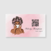 Chic Pink Hair Stylist QR Code Magnetkarte (Vorderseite)