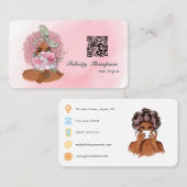 Chic Pink Hair Stylist QR Code Visitenkarte (Vorne/Hinten)