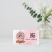 Chic Pink Hair Stylist QR Code Visitenkarte (Stehend Vorderseite)