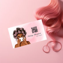 Chic Pink Hair Stylist QR Code