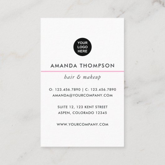 Chic Pink Hair Stylist Visitenkarte (Rückseite)