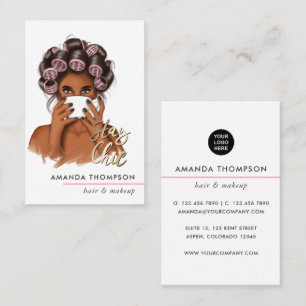 Chic Pink Hair Stylist Visitenkarte