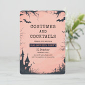 Chic Pink Halloween-Party Einladung (Stehend Vorderseite)