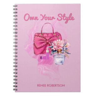 Chic Pink Handbag & Blumendesign Notizblock
