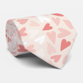 Chic Pink Hearts Pattern Valentinstag Neck Tie Krawatte (Gerollt)