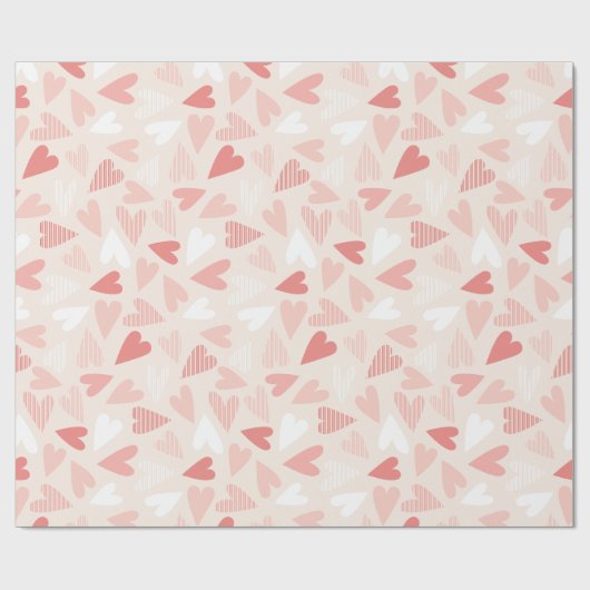 Chic Pink Hearts Valentinstag Geschenkpapier (Flach)