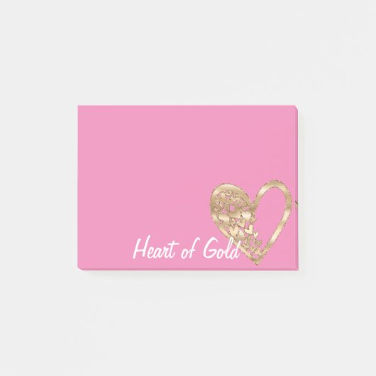 Chic Pink Herz des Goldes Post-it Klebezettel (Vorderseite)