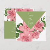 Chic Pink Hibiskus Save the Date (Vorne/Hinten)