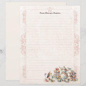 Chic Pink High Tea Party Monogramm Briefpapier (Vorne/Hinten)