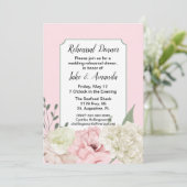 Chic Pink Hochzeitsessen Probe Einladung (Stehend Vorderseite)