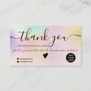 Chic pink holografische ombre blush Anordnung dank Visitenkarte
