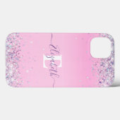 Chic Pink Holographic Glitz Glitzer Case-Mate iPhone Hülle (Rückseite (Horizontal))