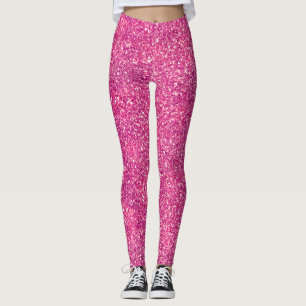 Chic Pink Imitate Glitzer Glitzern Girly Glam Leggings