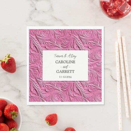 Chic Pink Imitate Leather Wedding Serviette (Beispiel)