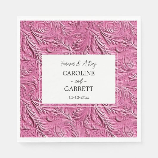 Chic Pink Imitate Leather Wedding Serviette (Vorderseite)