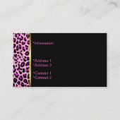 Chic Pink Jaguar Print Business Card Visitenkarte (Rückseite)