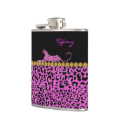 Chic Pink Jaguar Print Custom Flask Flachmann (Links)