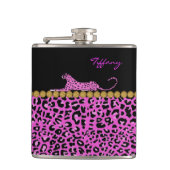 Chic Pink Jaguar Print Custom Flask Flachmann (Vorderseite)