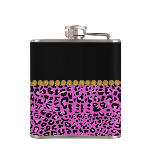 Chic Pink Jaguar Print Custom Flask Flachmann (Rückseite)
