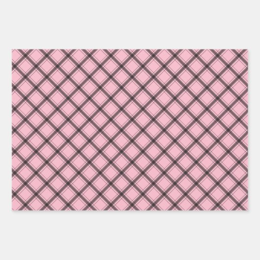 Chic Pink Kariert Buffalo Karo Mixed Muster Geschenkpapier Set (Vorderseite)