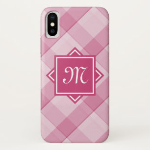 Chic Pink Kariert mit moderner Diagonal-Monogramm Case-Mate iPhone Hülle