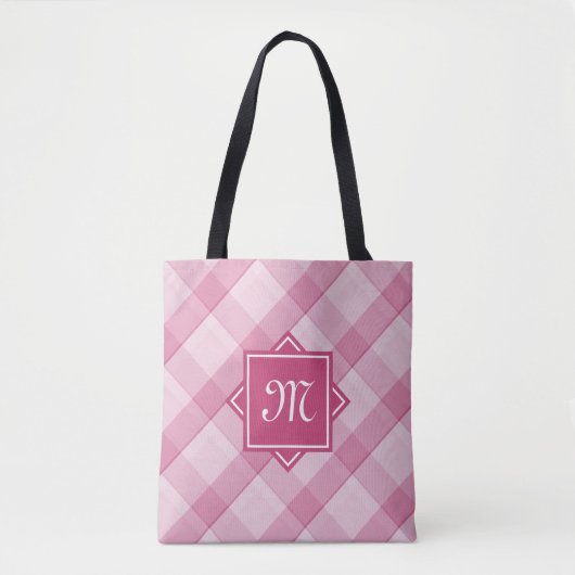 Chic Pink Kariert mit moderner Diagonal-Monogramm Tasche (Vorderseite)
