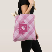 Chic Pink Kariert mit moderner Diagonal-Monogramm Tasche (Von Nahem)