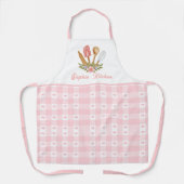 Chic Pink Kitchen Utensils Bow Elegance Gingham Schürze (Vorderseite)