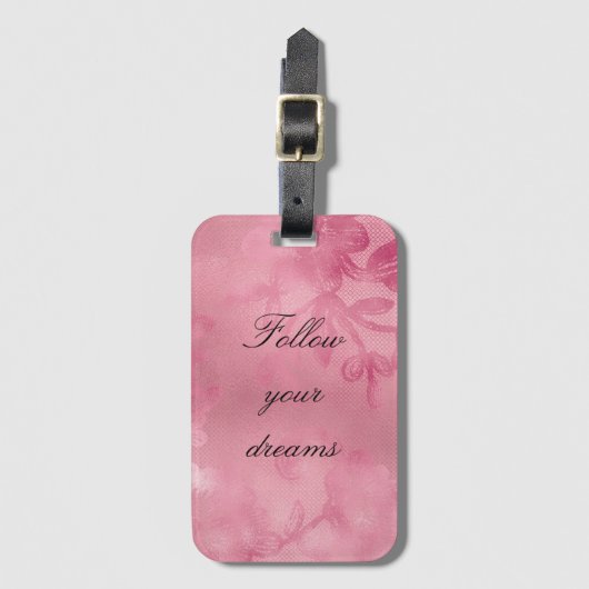 Chic Pink Lace Gepäckanhänger (Vorderseite Vertikal)