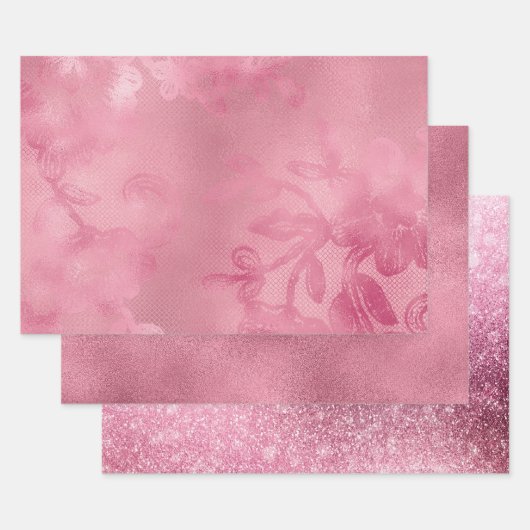 Chic Pink Lace Geschenkpapier Set (Set)