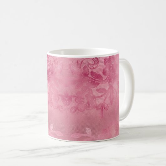 Chic Pink Lace Kaffeetasse (VorderseiteRechts)