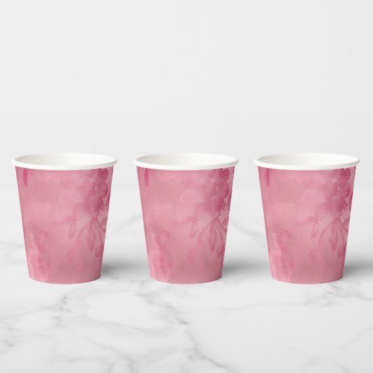 Chic Pink Lace Pappbecher (Multi)