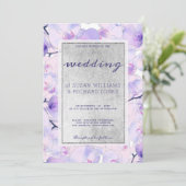 Chic pink lavender silber orchid floral Wedding Einladung (Stehend Vorderseite)