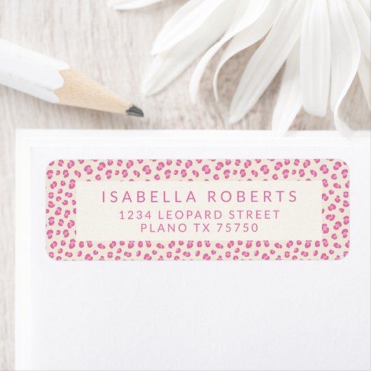 Chic Pink Leopard Print Address Labels (Insitu)