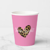 Chic Pink Leopard Print Heart Pappbecher (Vorderseite)