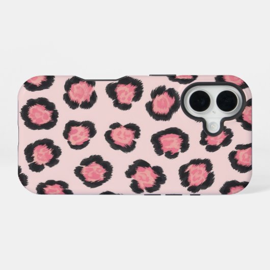 Chic Pink Leopard Print  iPhone 16 Hülle (Rückseite (Horizontal))